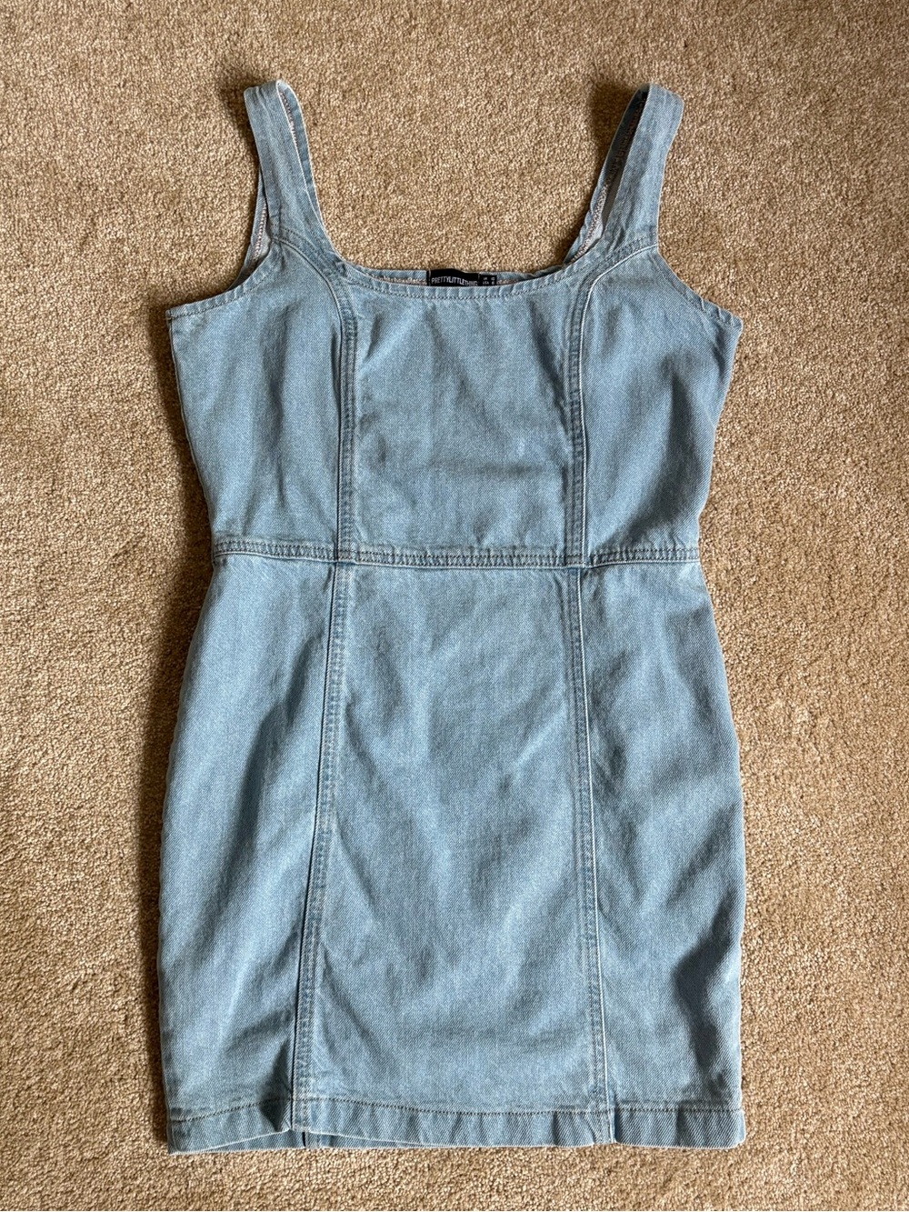 PrettyLittleThing Light Blue Denim Tank Mini Dress